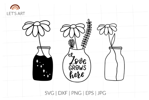 Mason Jar Set, Chamomile, Daisy - A Crafts Graphic for Content Publishing